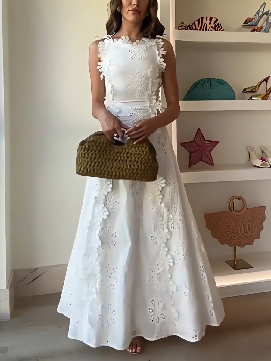 ELENA – ABITO MAXI RICAMO SUSURRO DEL GIARDINO