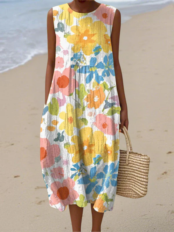 Ella | Abito midi di Fiori Pastel