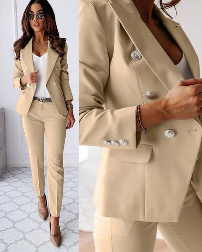Completo Doppio Abotonado per Donne – Blazer a Misura e Pantaloni Eleganti