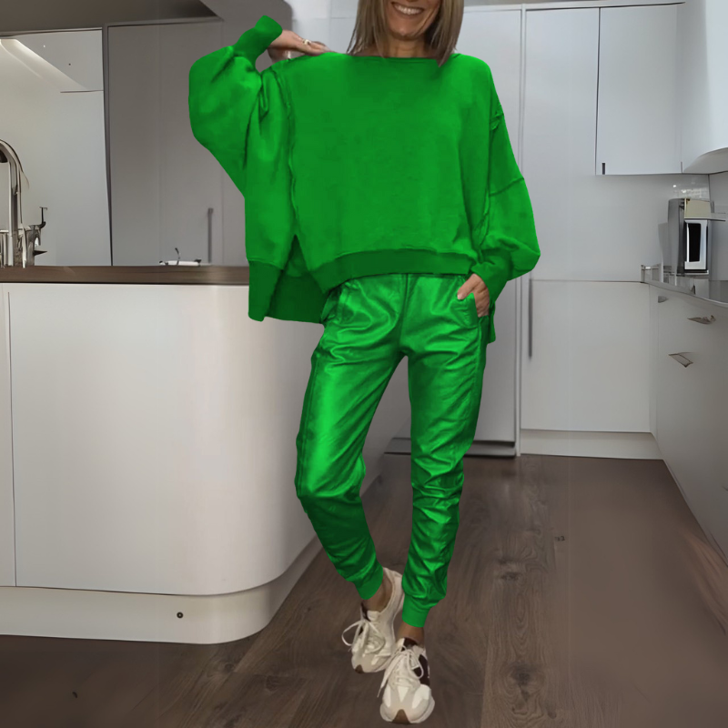Tomasa - Set di Maglione di Satin e Joggers