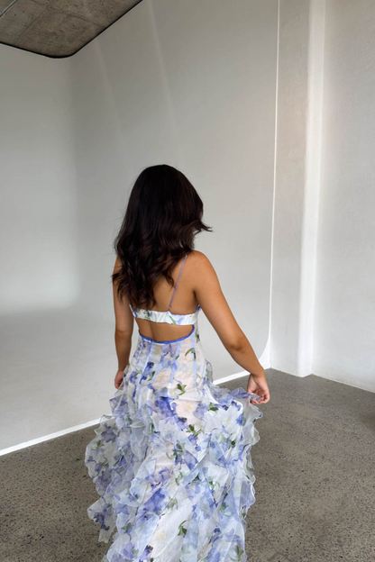 Noemi - Abito maxi con Spalline sottili e Stampa floreale