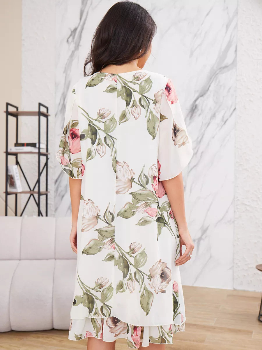 Judith | Elegante Abito di Chifón con Stampato Floreale