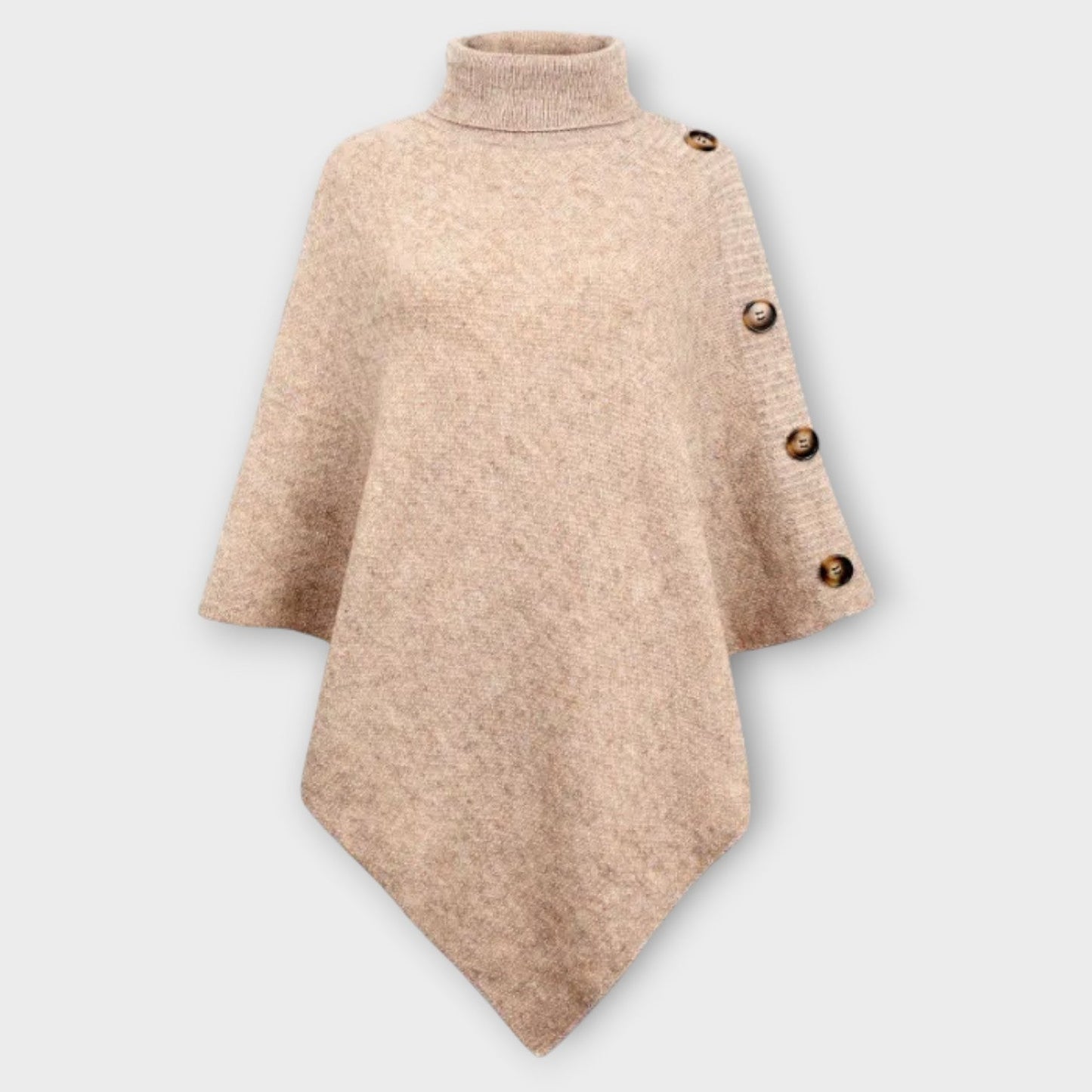 Poncho in maglia Morbido con Dettagli di Bottoni