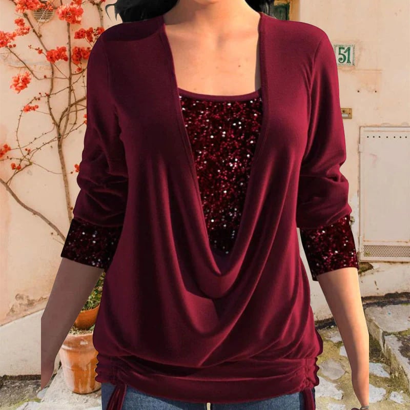 DELFINA I BLUSA ELEGANTE CON PAILLETTES