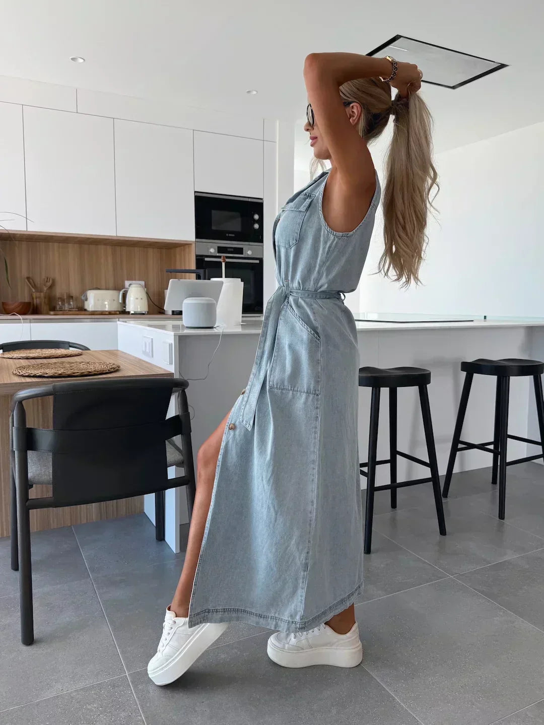 Abito maxi in denim - Taglio fluido e Senza tempo