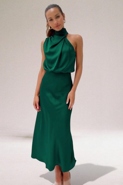 Élodie - Abito di satin glamuroso con collo halter.