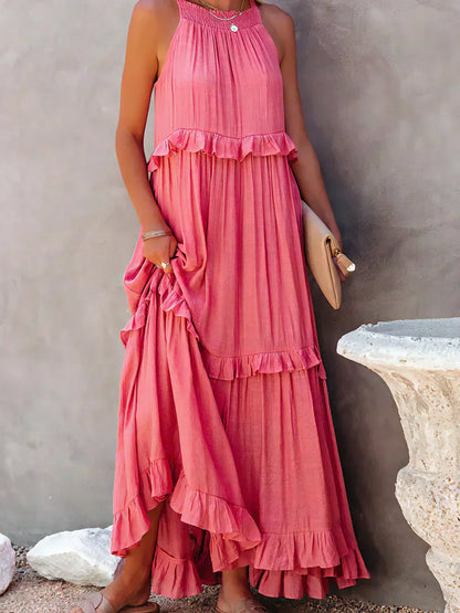 Ilona - Abito Halter con Volant e Tasche Maxi