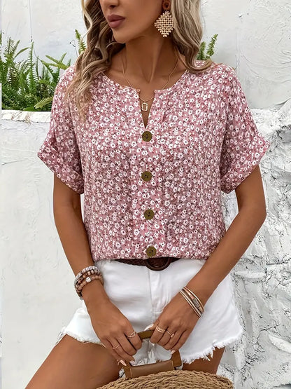 Cindy™ | Blusa di Collo Notched con Stampa Floreale