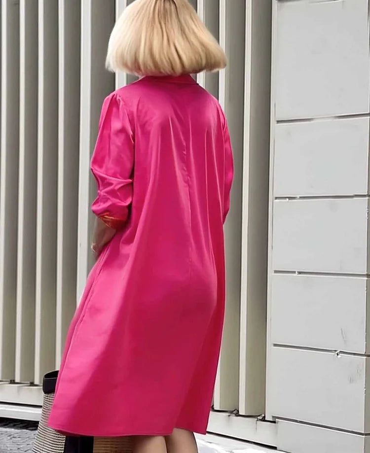 Vireya - Abito Midi con Collo di Camicia e Tasche