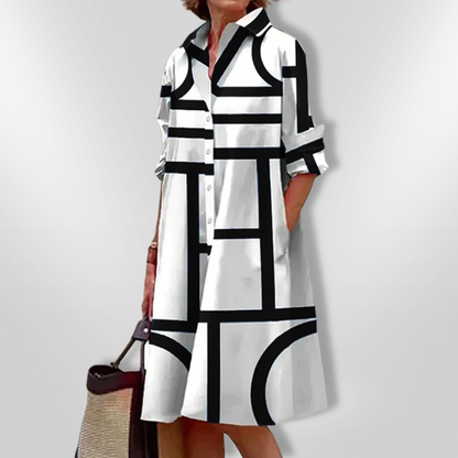 Helena | Abito Midi con Motivo Geometrico