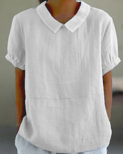 Beatrix - Camicia di Cotone-Lino con Fiori Retrò