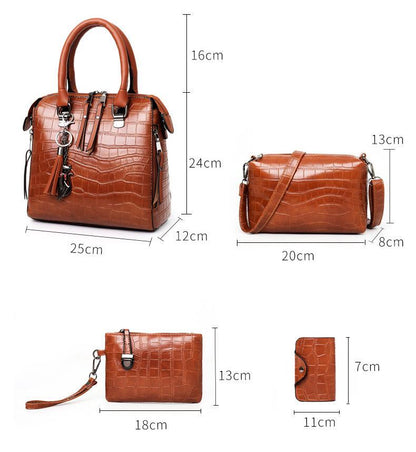 Palmer - Set di Borse di 4 Pezzi con motivo coccodrillo