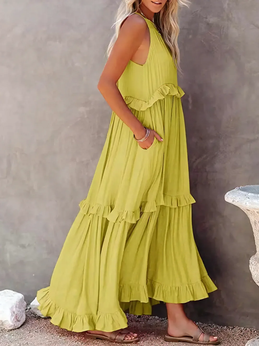 Mabel | Abito Maxi Ruffle Breeze