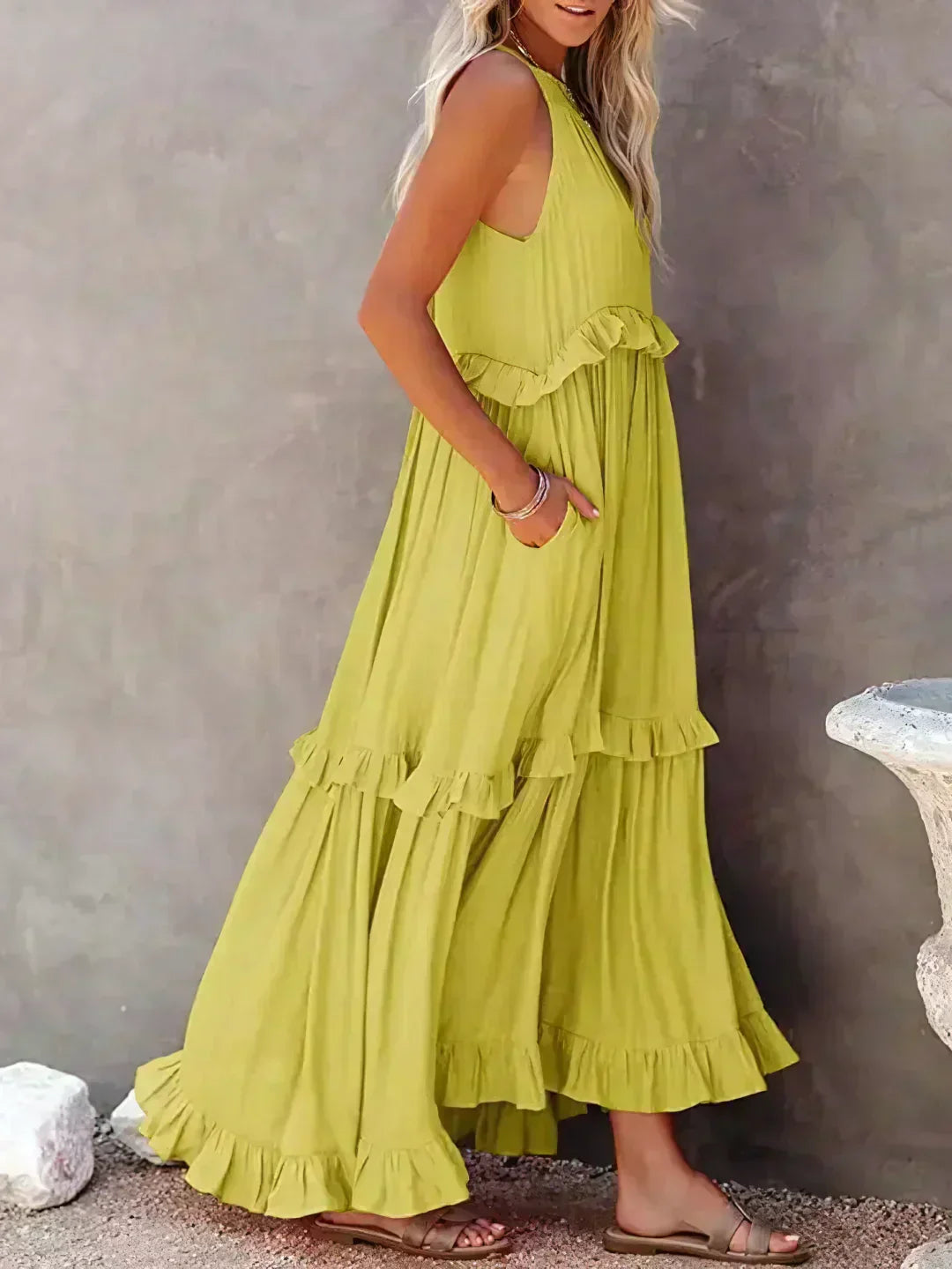 Landry - Abito senza maniche con volant chic