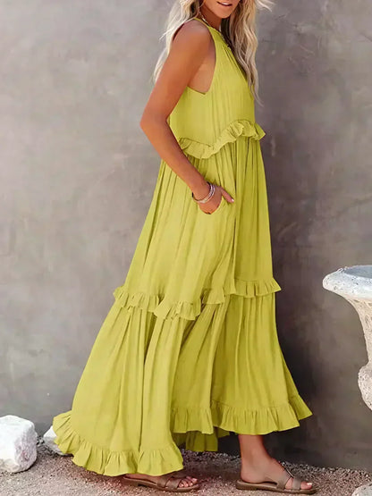 Landry - Abito senza maniche con volant chic
