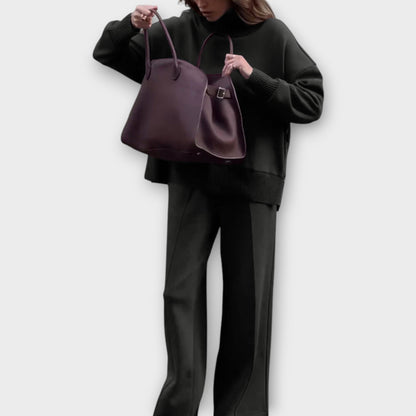 Set di Maglione Relax con Collo alto e Pantaloni a gamba larga