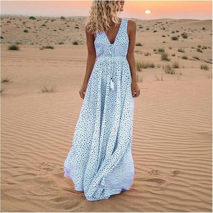 Ismena - Abito Maxi Boho di Pois