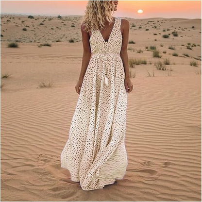 Ismena - Abito Maxi Boho di Pois