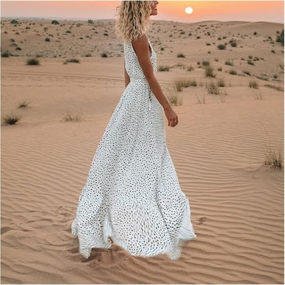 Ismena - Abito Maxi Boho di Pois