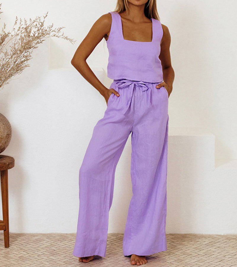 Milena - Set di Top Minimalista e Pantaloni a gamba larga