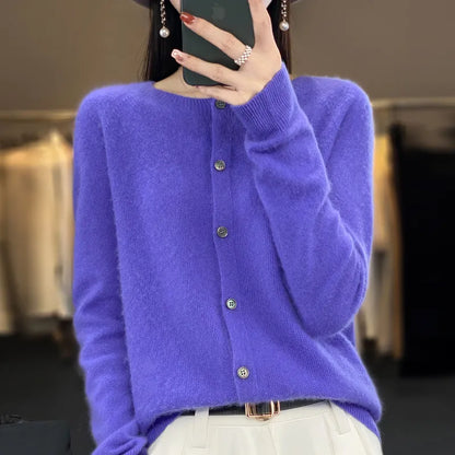 Rhea | Cardigan in merino leggero da donna | classico di ogni giorno
