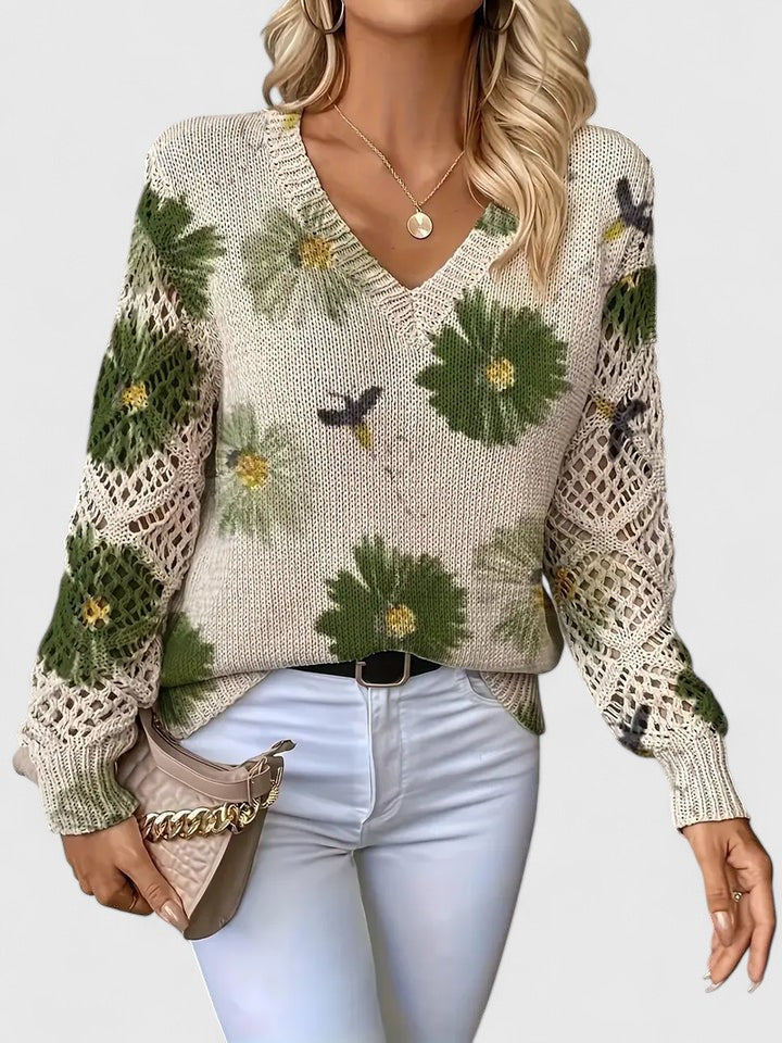 CHARLIE – MAGLIONE DI PUNTO CON FASCINO FLOREALE