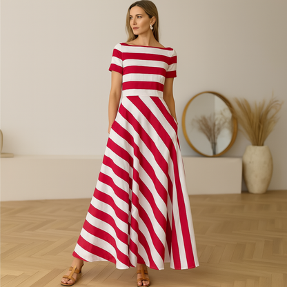 Madeline - Abito maxi A righe Off-Shoulder Vonda