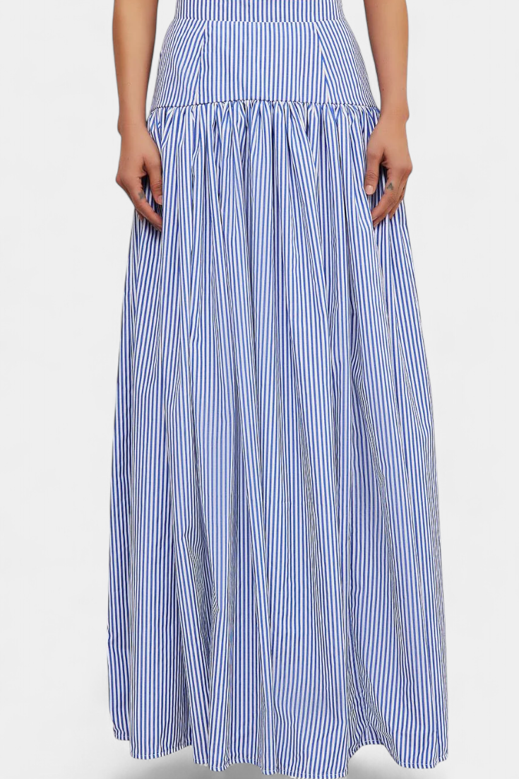 Ippolita Camicia a collo alto a righe e gonna da tailleur Plissettata