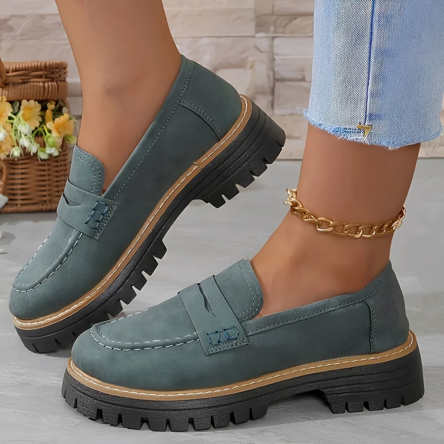 Elise - Eleganti mocassini con platform mate per donna