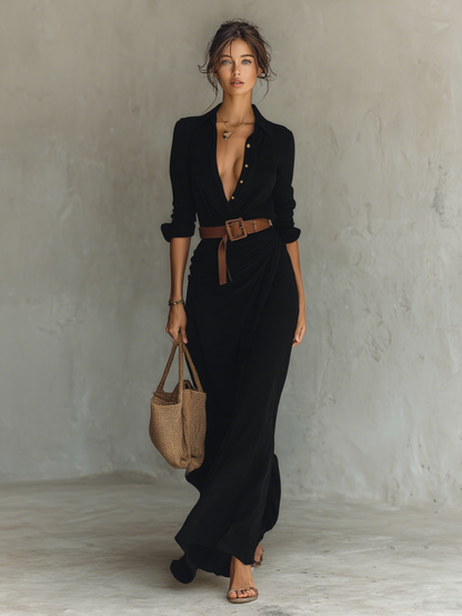 SCARLETT – ABITO MAXI CON DRAPPEGGIATO ELEGANTE
