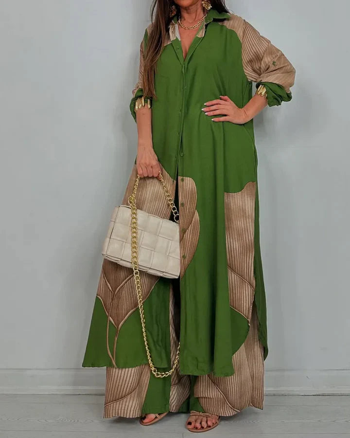 AMARA – SET DUE PEZZI CON DRAPPEGGIATO ELEGANTE