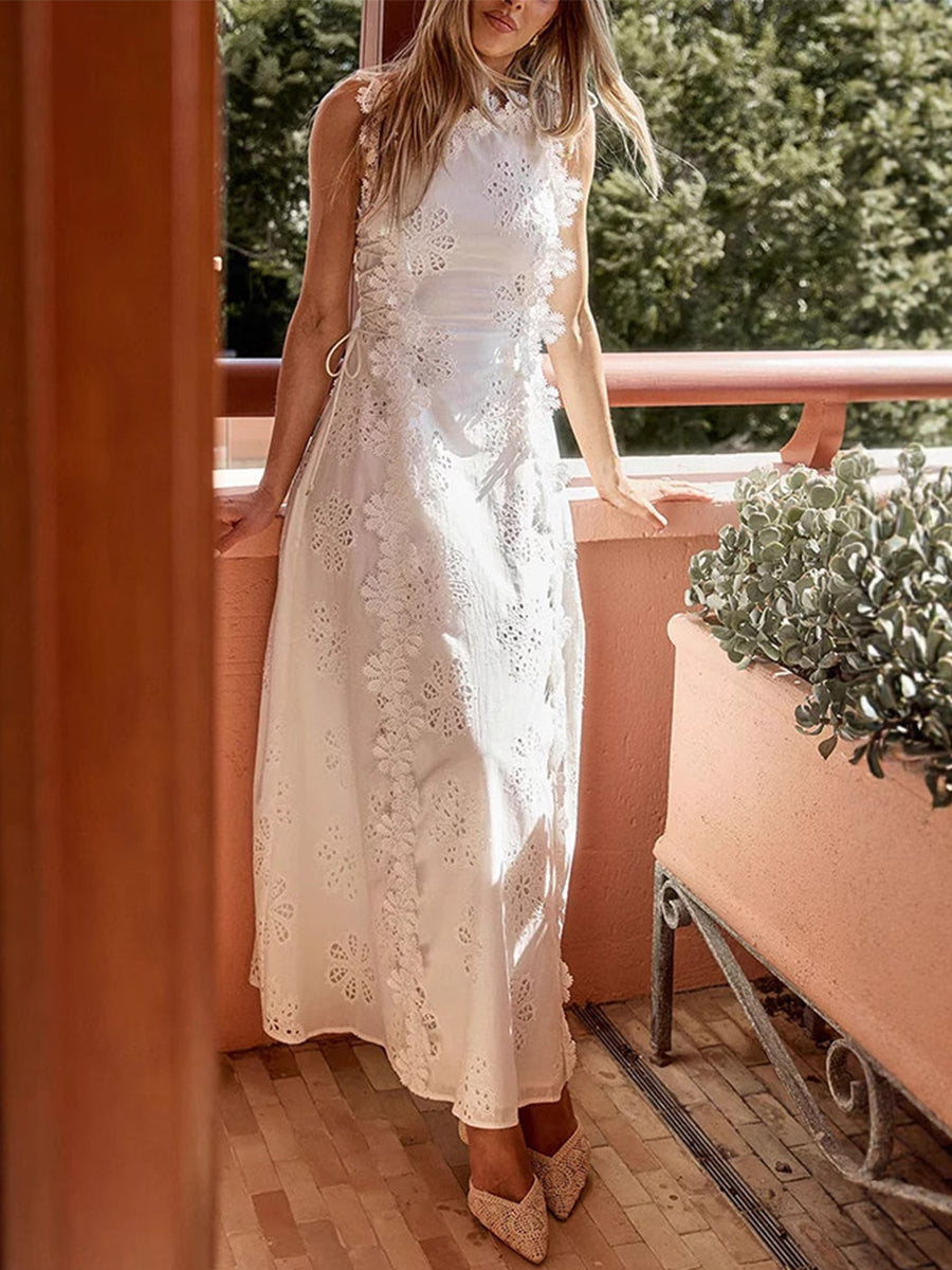 ELENA – ABITO MAXI RICAMO SUSURRO DEL GIARDINO