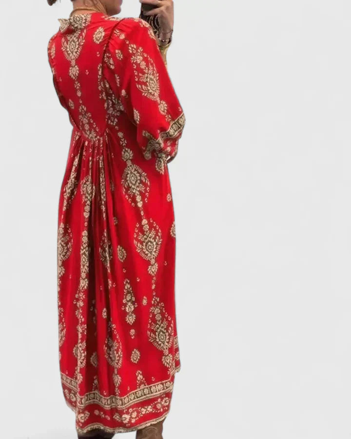 CLAIRE – ABITO MAXI BOHO CON scollo a V