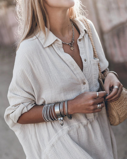 Sloane - Abito Camicia Morbido di Miscela di Cotone Chic