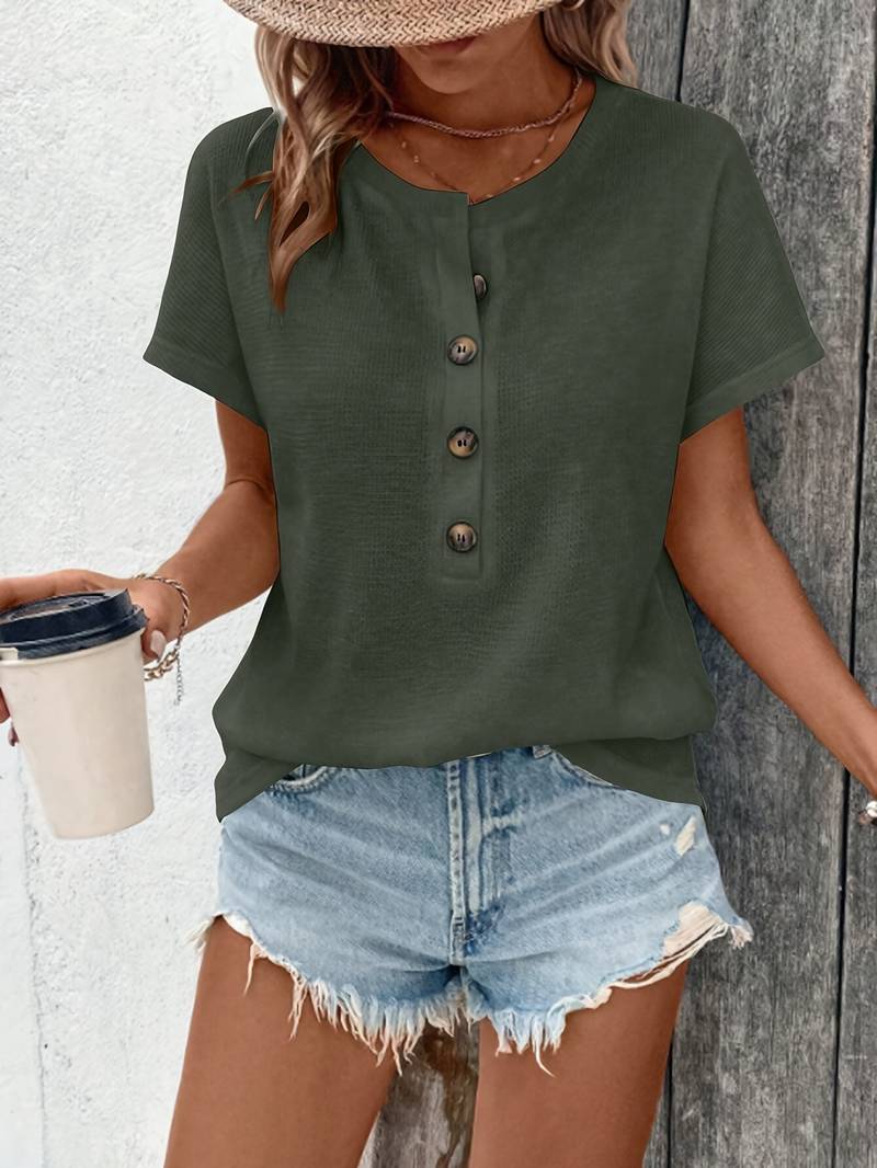 Marylou - Top Casual di Collo rotondo e Manica corta
