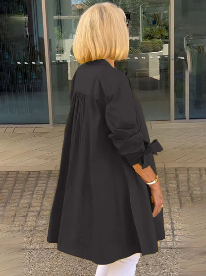 Elliora - Shacket in cotone con schiena arricciata