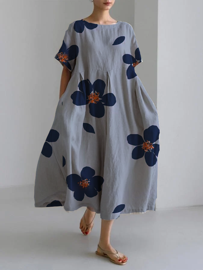 Fauna - Abito di Girocollo con Stampato Floreale Elegante