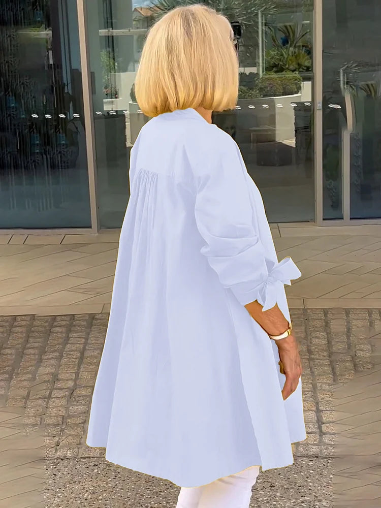 Elliora - Shacket in cotone con schiena arricciata
