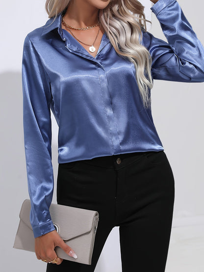 Luna - Blusa Satinada con bottoni