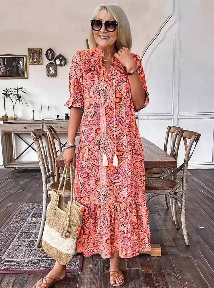 Mevelyn - Abito Boho di Paisley con Borlas