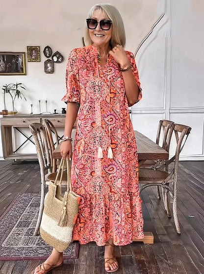 Carolette - Abito Maxi di Collo con Cuerda Boho