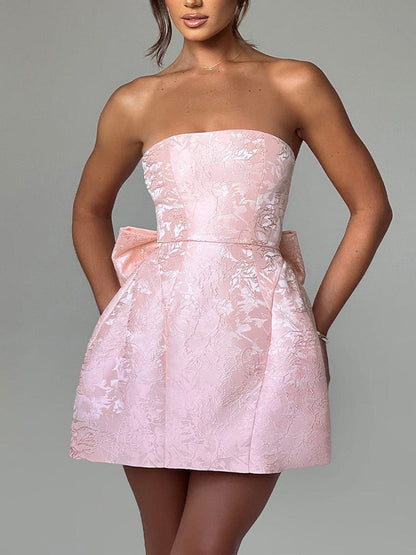 Mini Abito di Nudo Jacquard Amelia