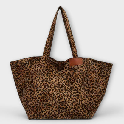 BORSA A SPALLA di Tela con Stampa leopardata Elegante