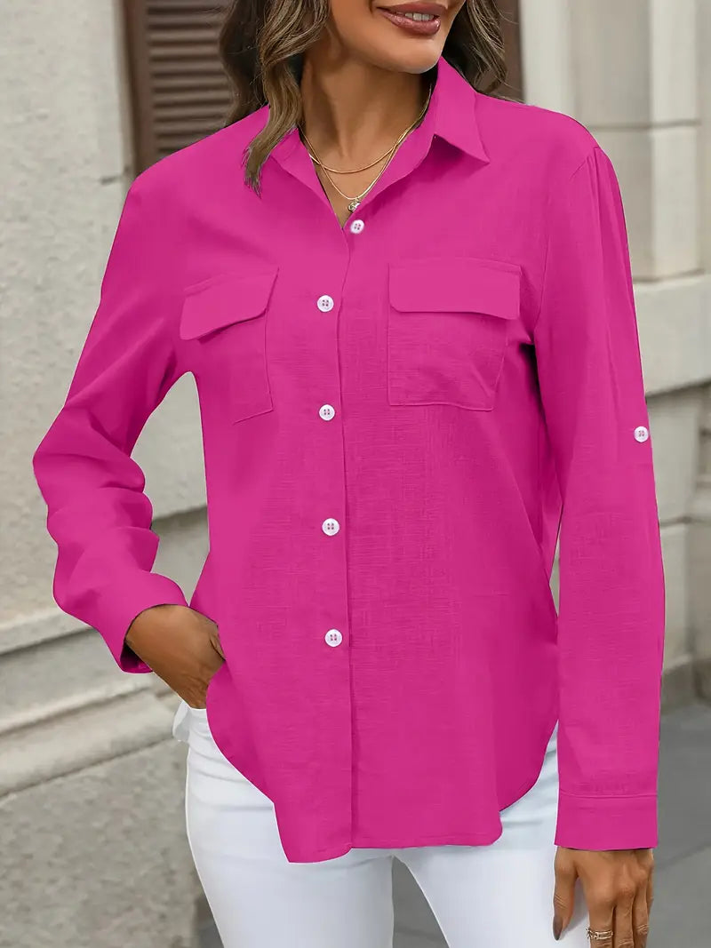 Athena - Camicia di Cotone con Tasche Frontali
