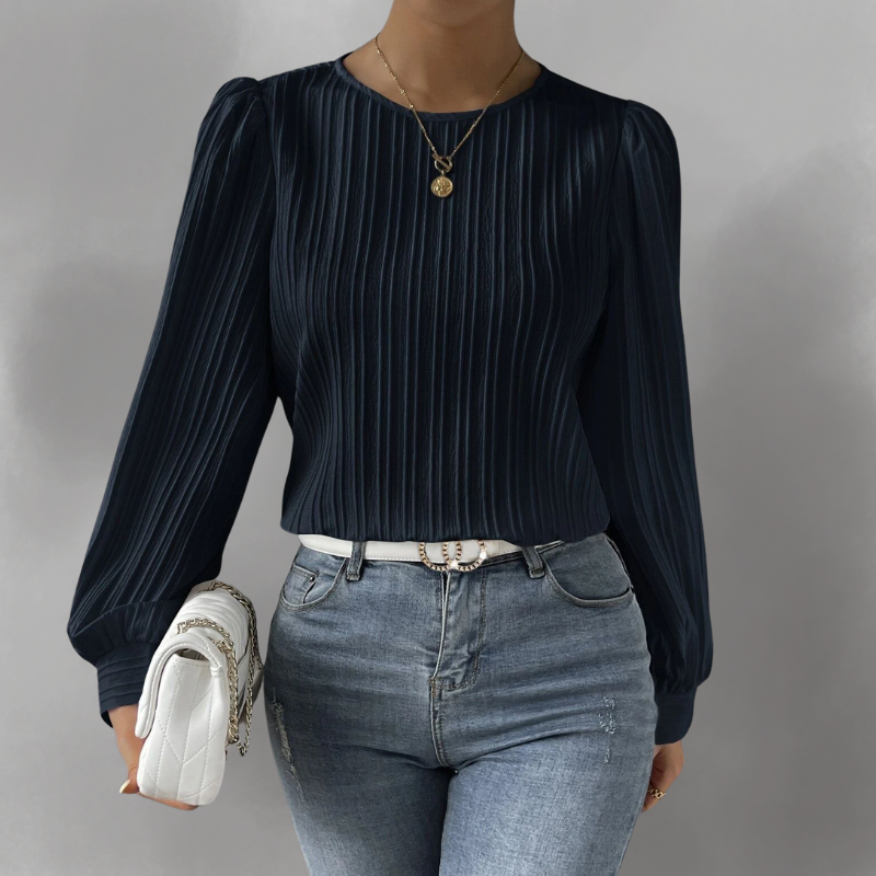 Carly – Blusa a maniche lunghe Plissettata