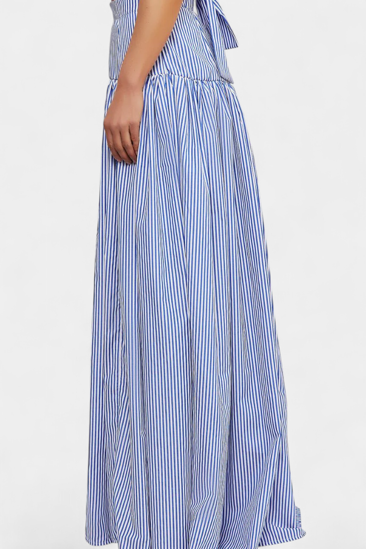 Ippolita Camicia a collo alto a righe e gonna da tailleur Plissettata
