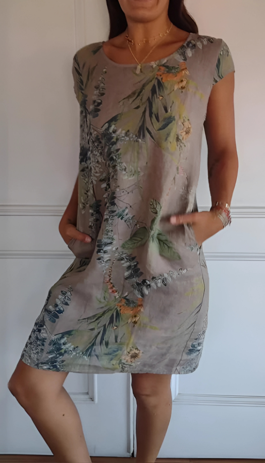 Iris - Abito stampato casual di corte holgado hasta la rodilla
