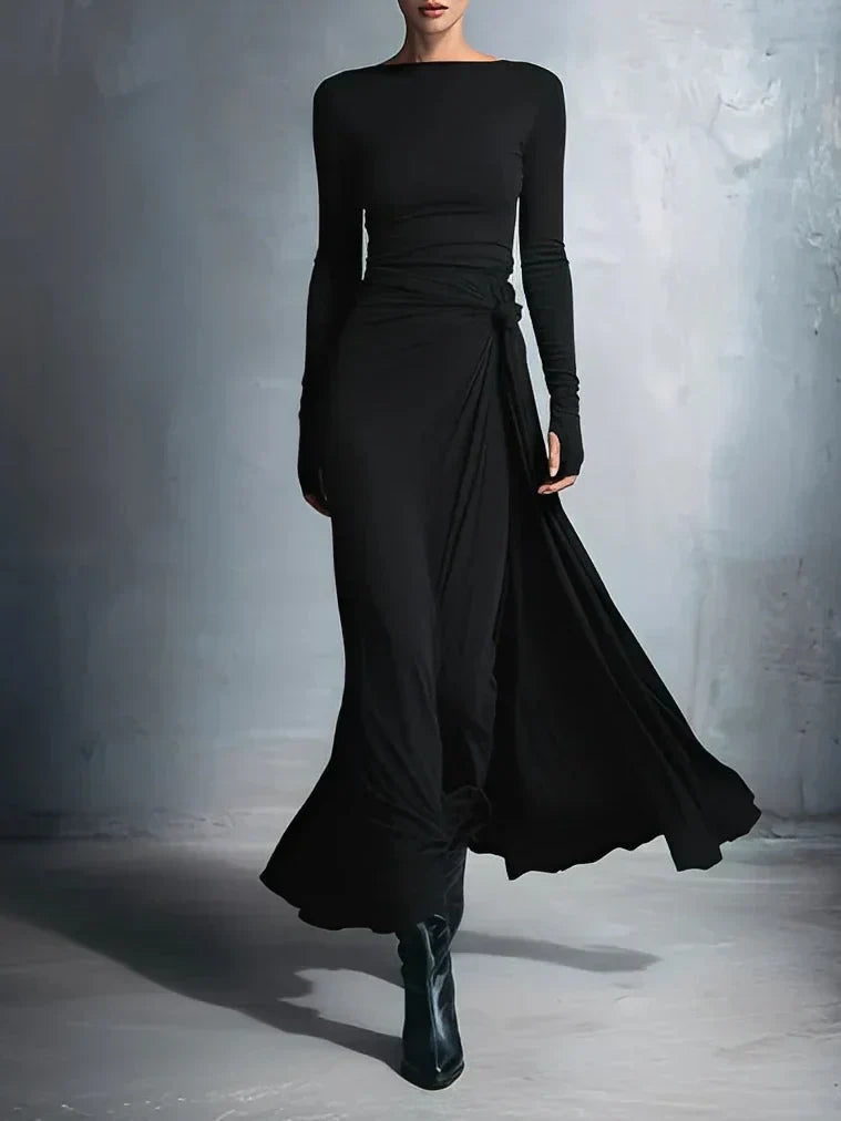 Elegante Abito maxi di Jersey con Nudo Lateral