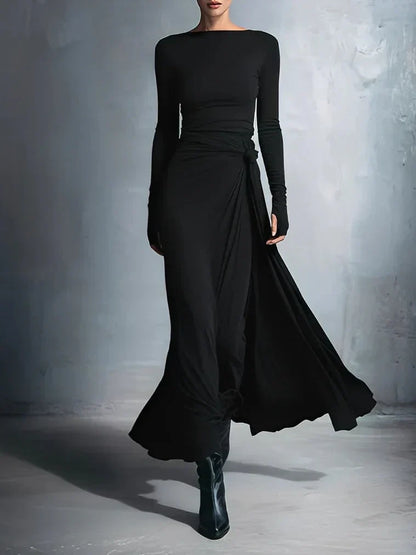 Elegante Abito maxi di Jersey con Nudo Lateral