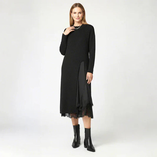 Miraluna | Abito midi Elegante con Dettaglio in pizzo